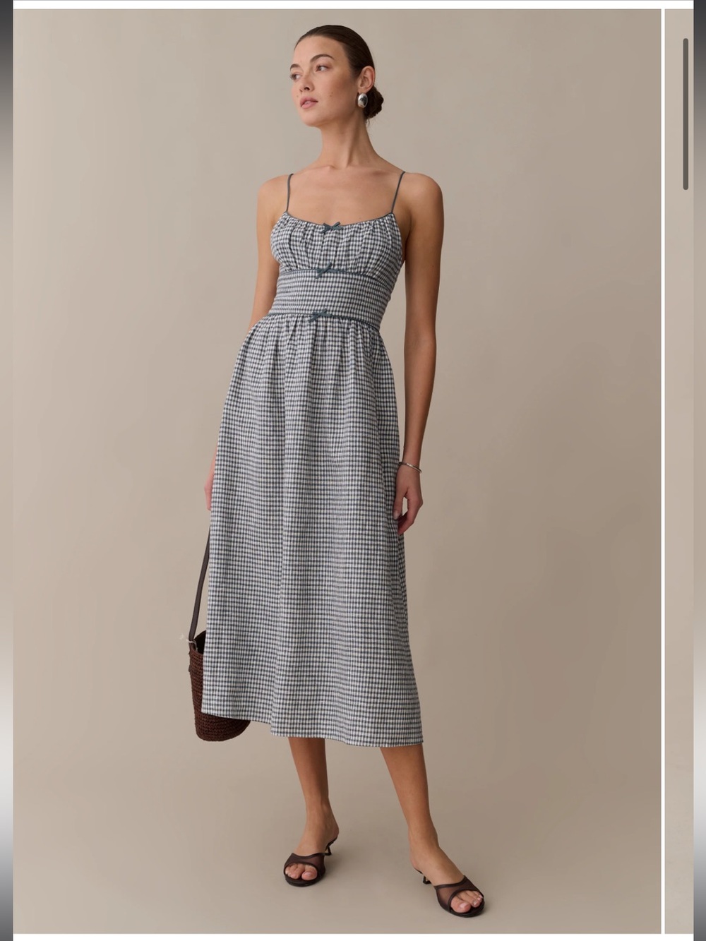 NWT Kourt Darya Linen Teal Gingham Few Moda Dress Small